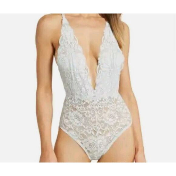 We Are HaH X FREE PEOPLE Coming In Haht Lace Bodysuit In Something Blue XS - Picture 4 of 7